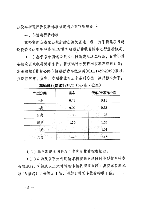關(guān)于重新核定京哈高速公路寶山段車輛通行費(fèi)收費(fèi)標(biāo)準(zhǔn)有關(guān)事項(xiàng)的通知_02